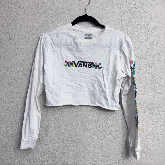Vans White Long Sleeved Cropped Shirt - Size XS - Picture 1 of 4